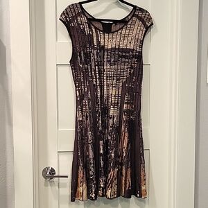 Nic and Zoe Dress Womens Abstract Artsy Sleeveless Knit Midi